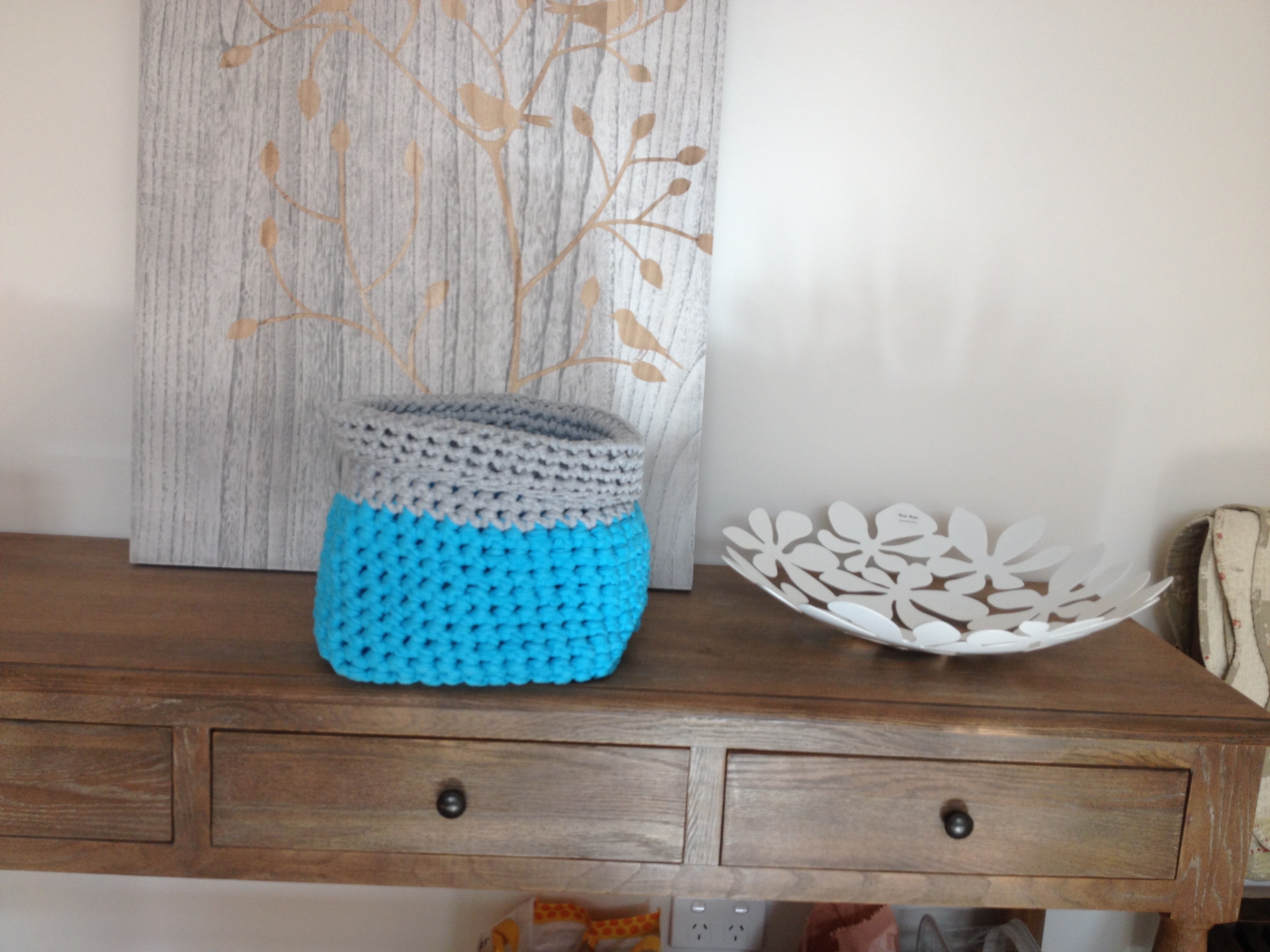 crocheted basket