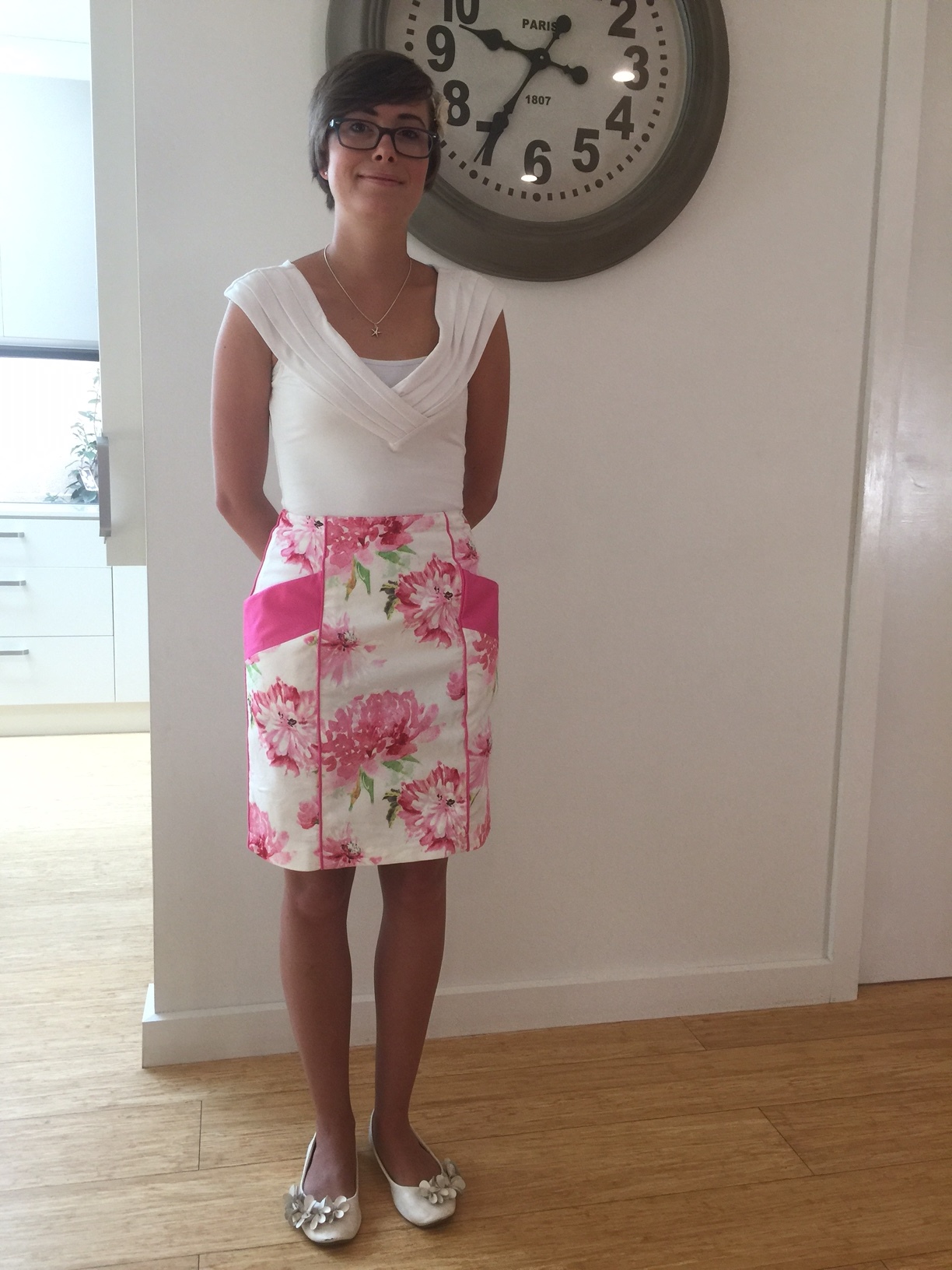 paneled floral skirt