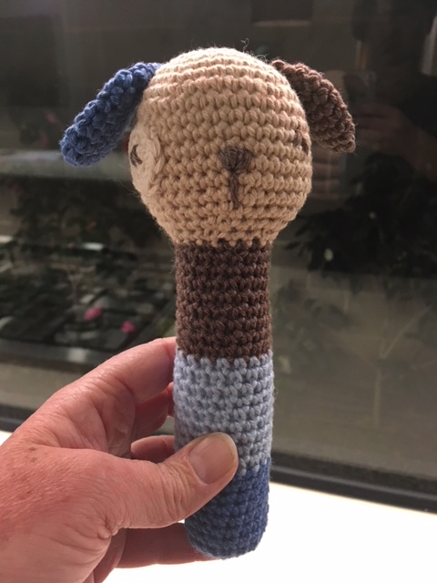 crochet puppy rattle