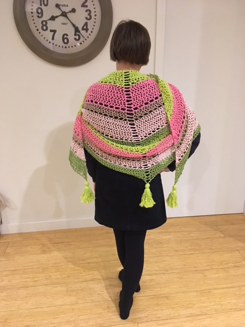 pink & lime shawl