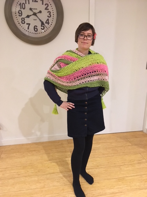 pink & lime shawl