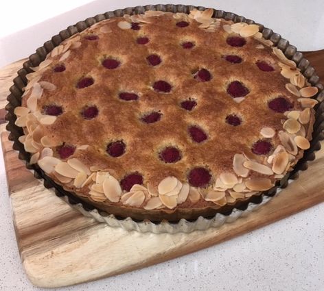 raspberry franjapani tart