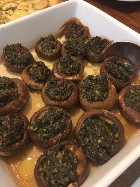 pesto stuffed mushrooms