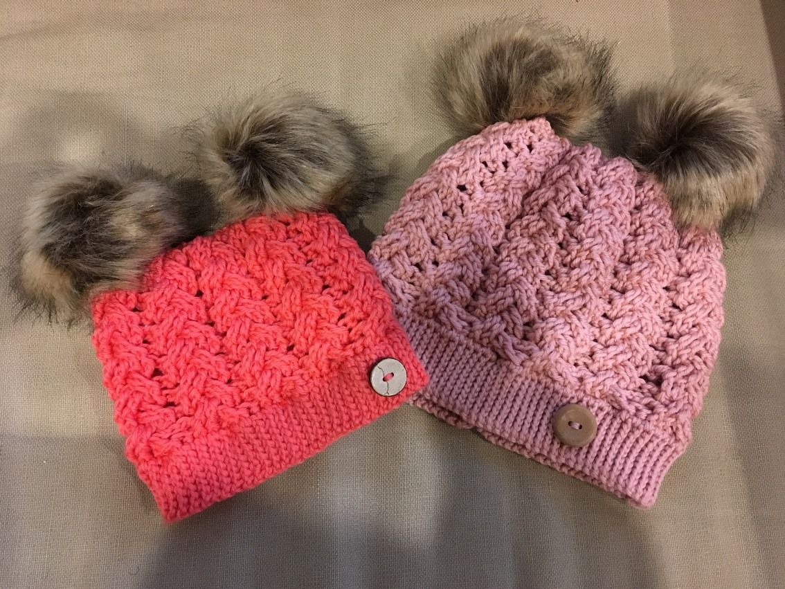 2 pom pom beanies