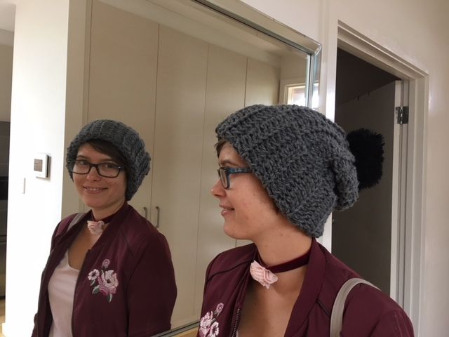 Zoe's beanie with pompom