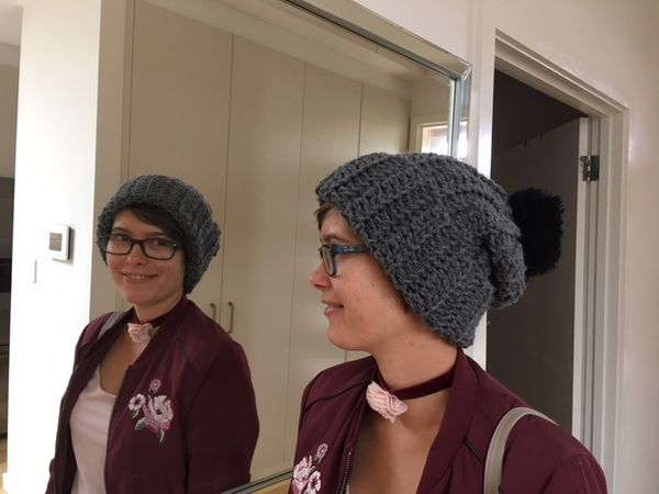 Zoe's beanie with pompom